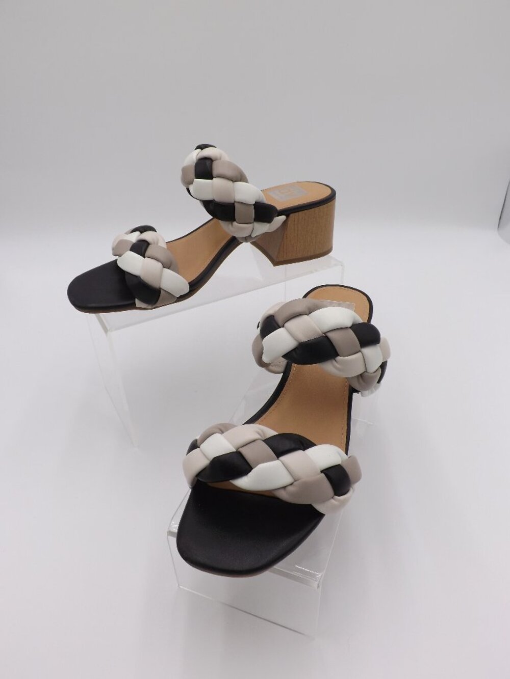 Dolce Vita Sully Sandals Women's Sz 9 Blk/Gray/Wht  Block Heel Slip On